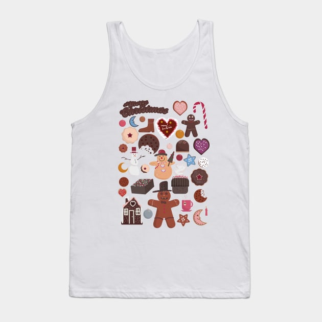 Cute Christmas Postcards - Cute Christmas Illustration - christmas cookies illustration Tank Top by Boogosh